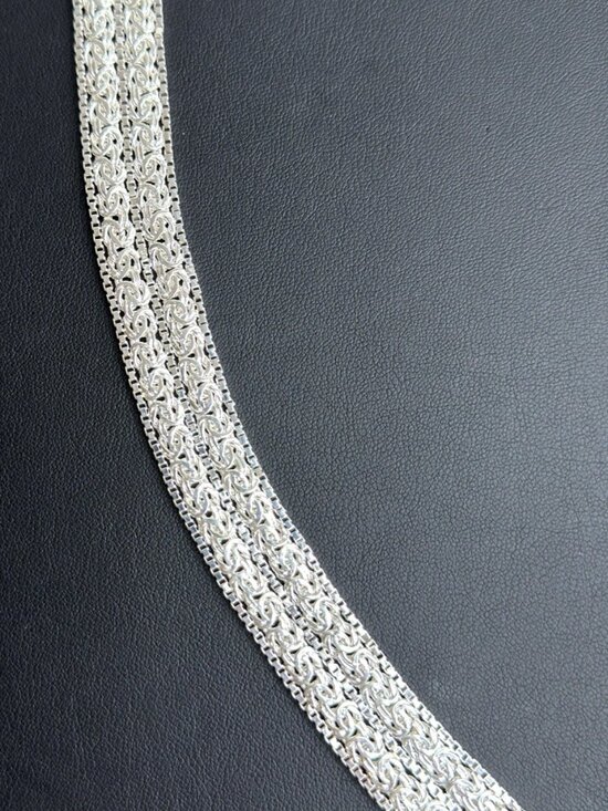 Sterling Silver 14.4g Bracelet Double Byzantine .625" Wide Flexible Turkey 7" - Picture 3 of 8